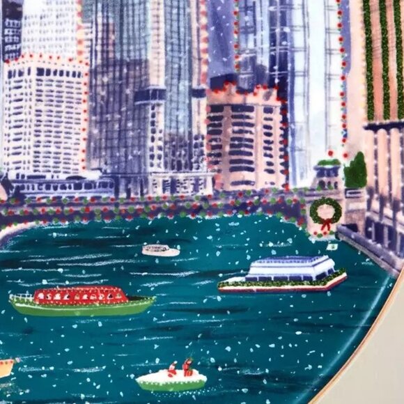 Anthropologie Holiday In The City Dessert Plate CHICAGO 2025 Stoneware New - Picture 4 of 10